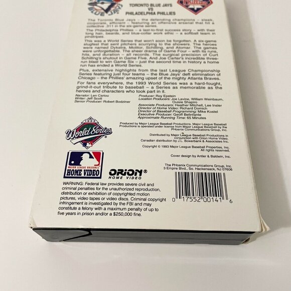 World Series 1993 Toronto Blue Jays Vs Philadelphia Phillies VHS Tape Baseball - Picture 7 of 16